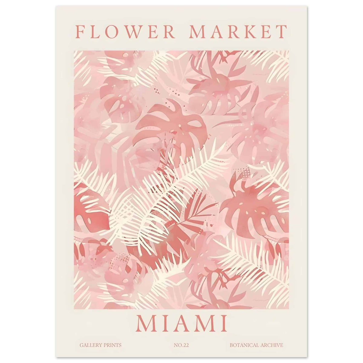 Artfulprints Poster Flower market - Miami  - 50x70 cm - Roze