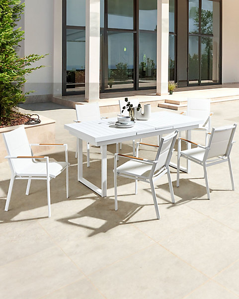 Lot de 6 chaises de jardin BUSSETO Métal Blanc