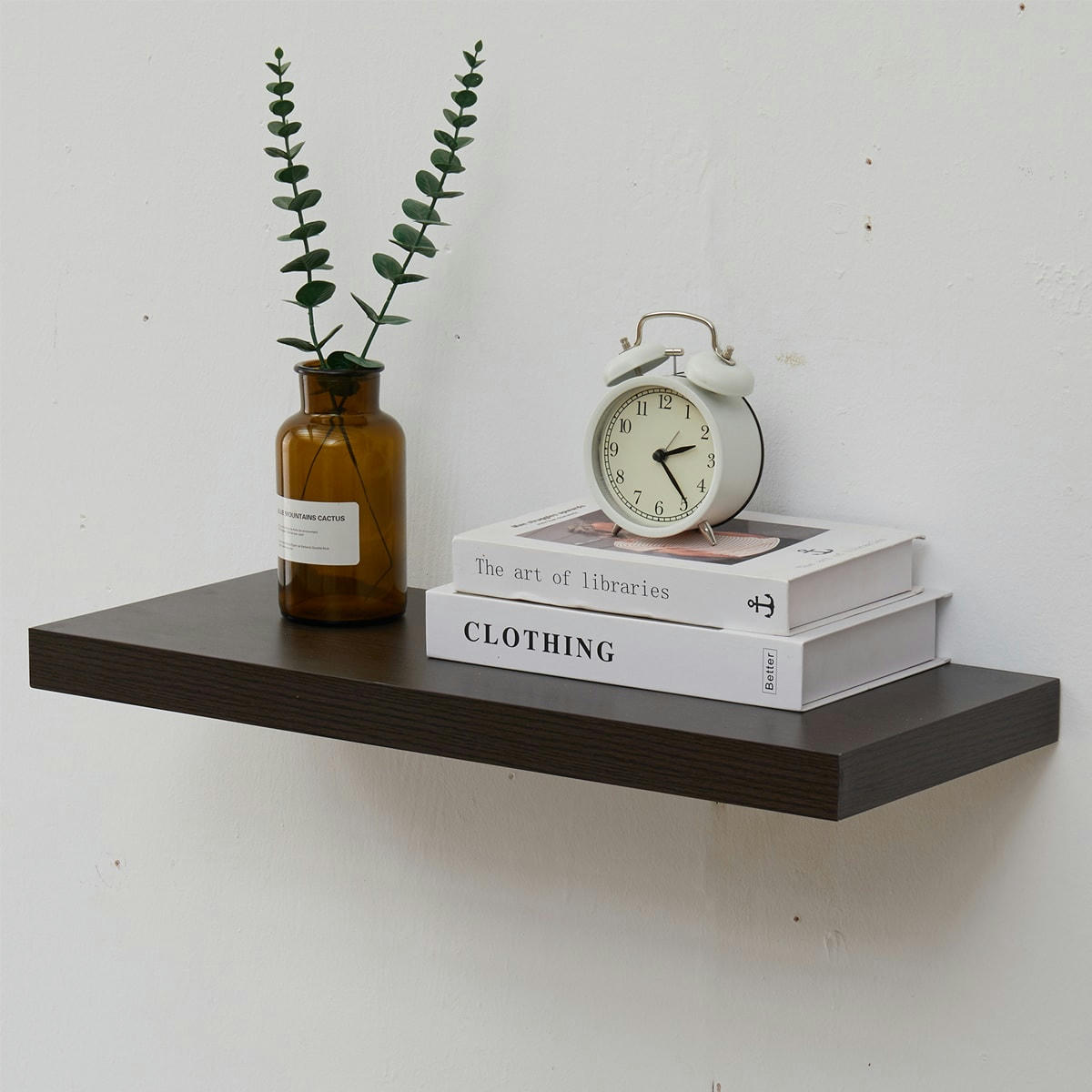 ROMA - Lot de 2 étagères murales 60x25 cm en mdf marron wengé