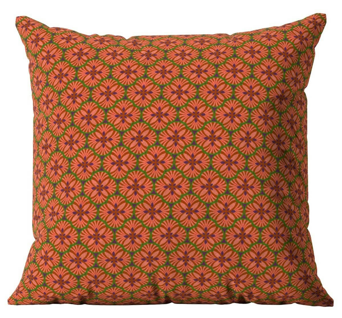 - Housse de coussin velours imprimé graphique rose 45x45 cm