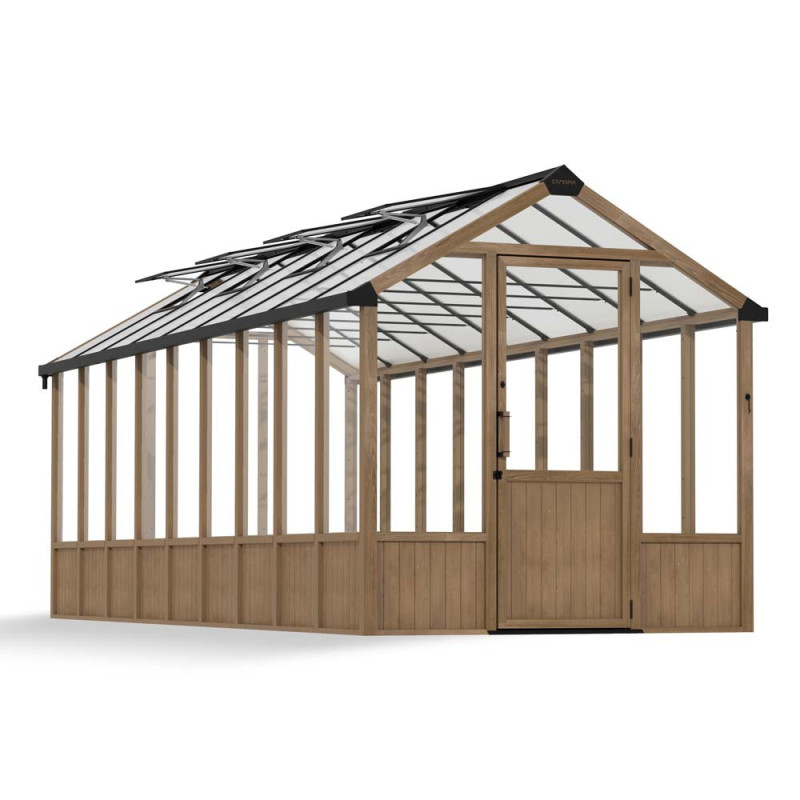 Serre en polycarbonate Natura bois de cèdre 14,1 m² CANOPIA