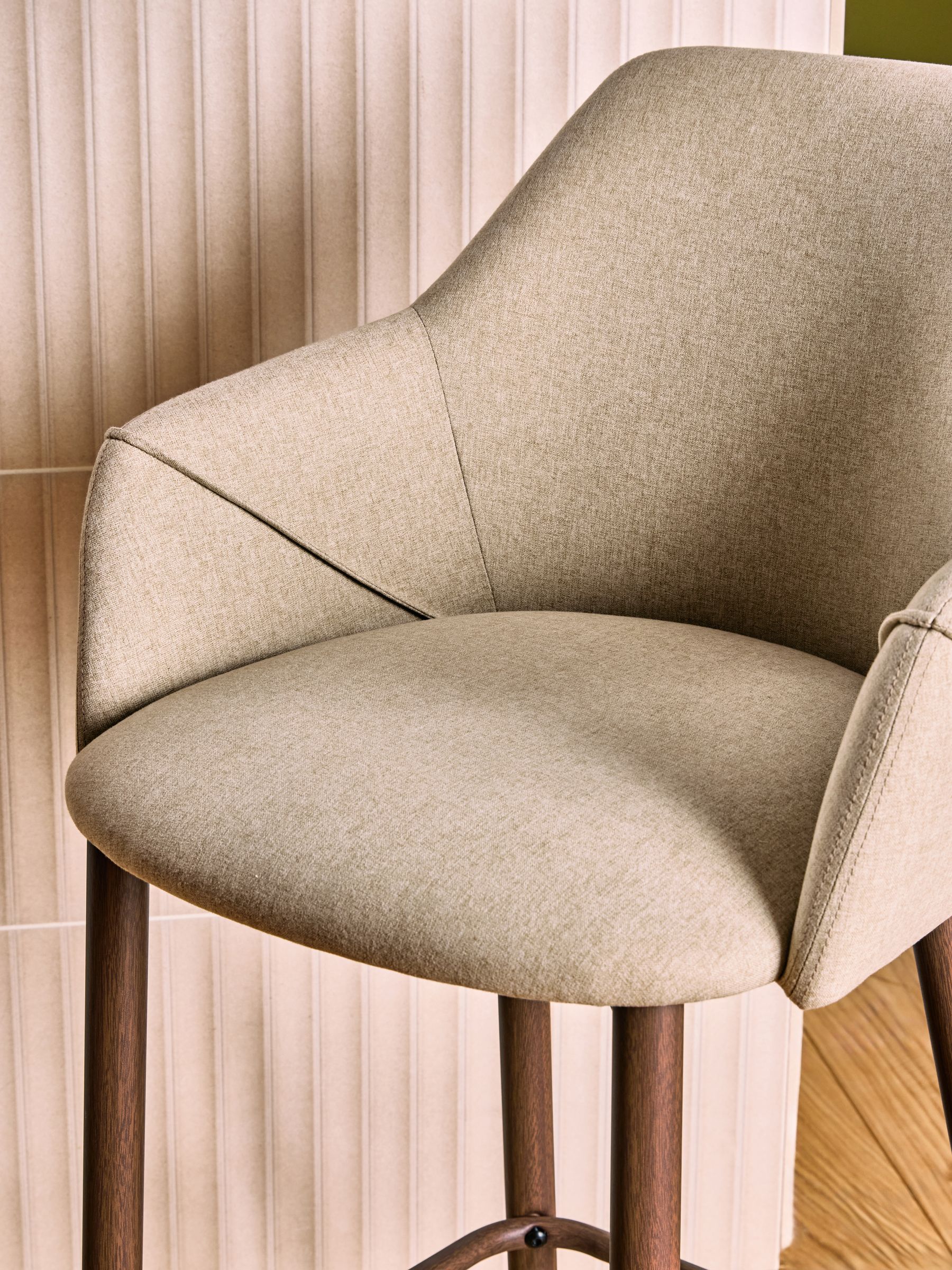 Lule Bar Stool in Ecru Marl and Walnut Effect Legs