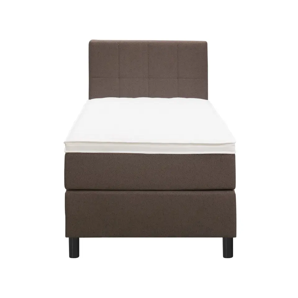 Boxspring Liv geblokt - donkerbruin - 90x200 cm - ronde poot