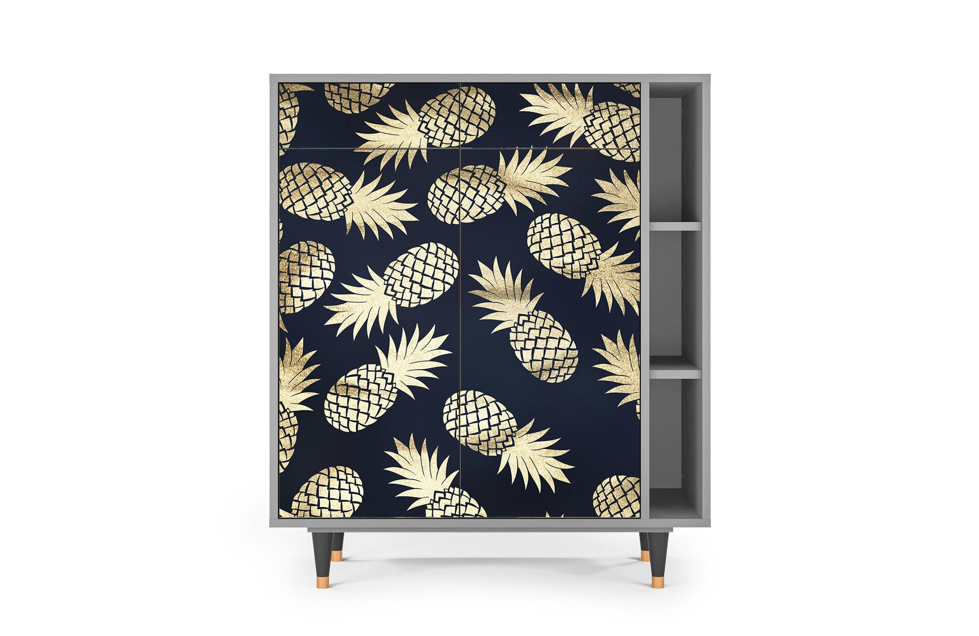 SUNNY PINEAPLE - Buffet  bleu et jaune 2 tiroirs et 2 portes L 94 cm