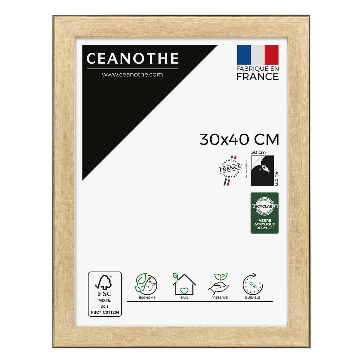 NEWTON - Cadre photo Newton bois noir 30x40 cm résine recyclée