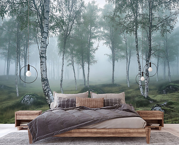 Papier Peint Forêt 3D Vert Intissé Panoramique Pour Chambre Cuisine 400x280