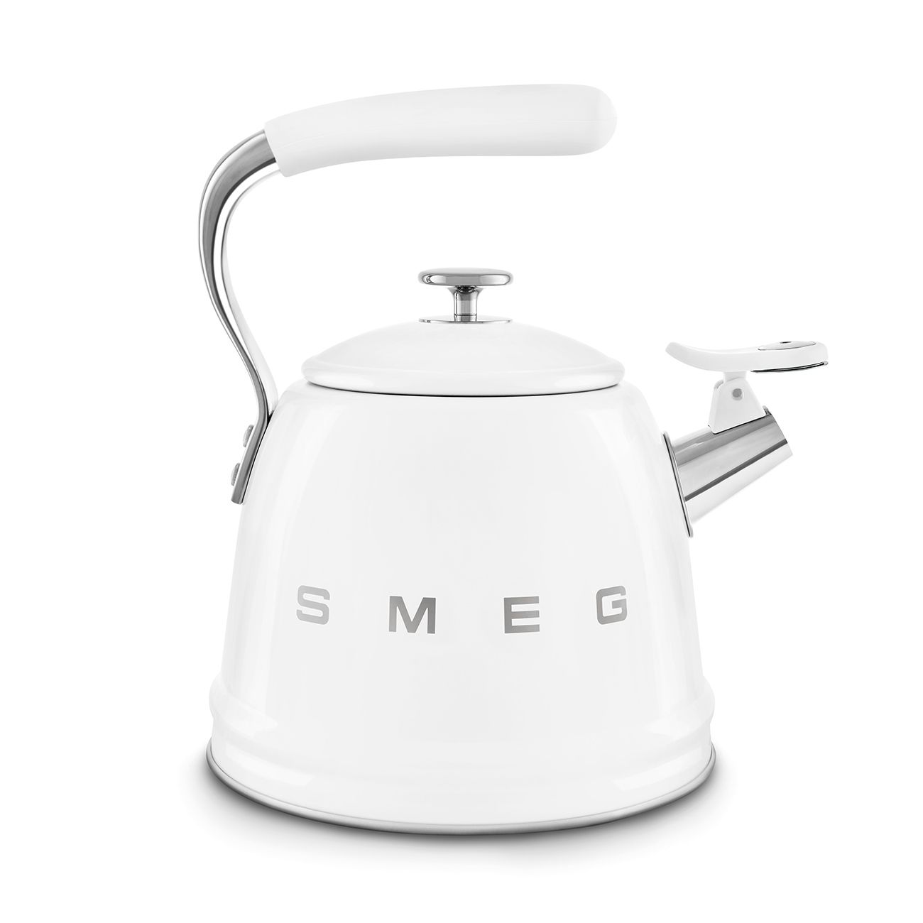 Smeg WKF01WH Whistling Kettle, 2.3 litres with Steam Whistle, Cool Touch Handle and Practical Spout, White