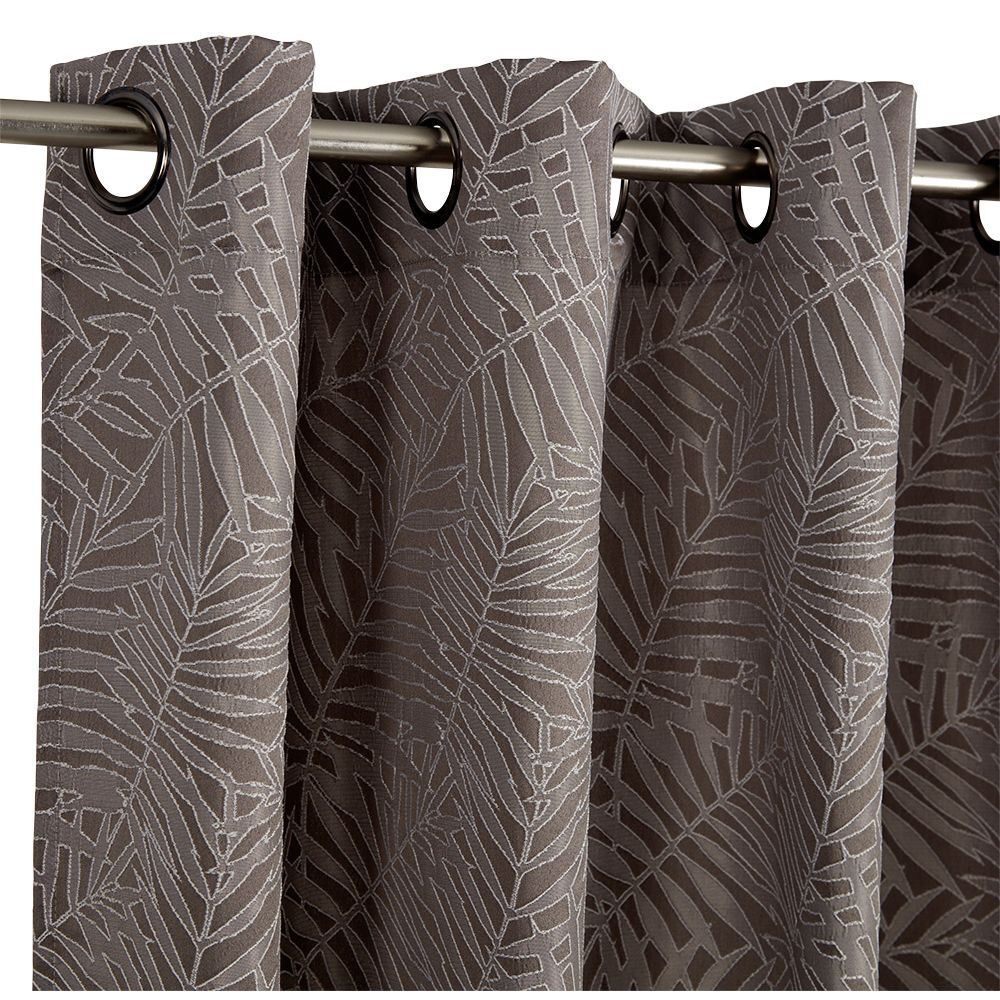 Rideau gris imprimé feuilles 100% polyester 140x240cm