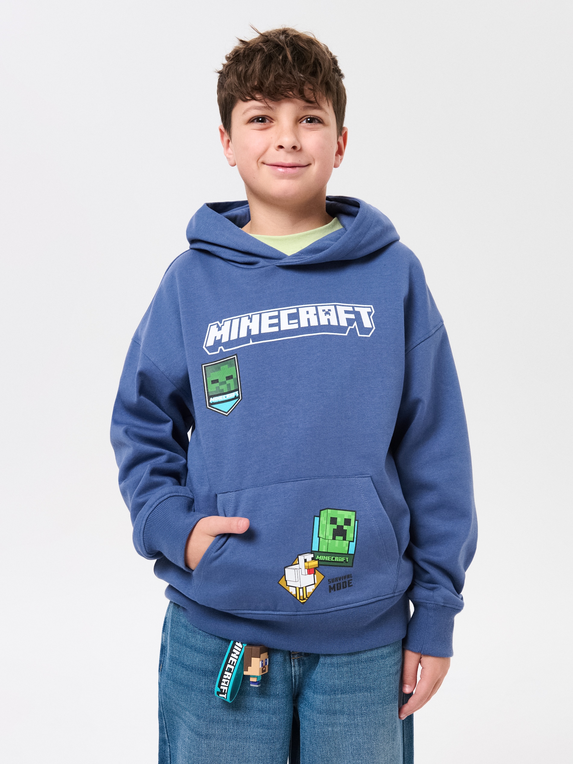 Bawełniana bluza hoodie z nadrukiem Minecraft
