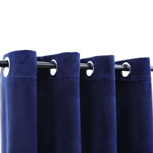 NNEVL Blackout Curtain with Metal Rings Velvet Dark Blue 290x245 cm