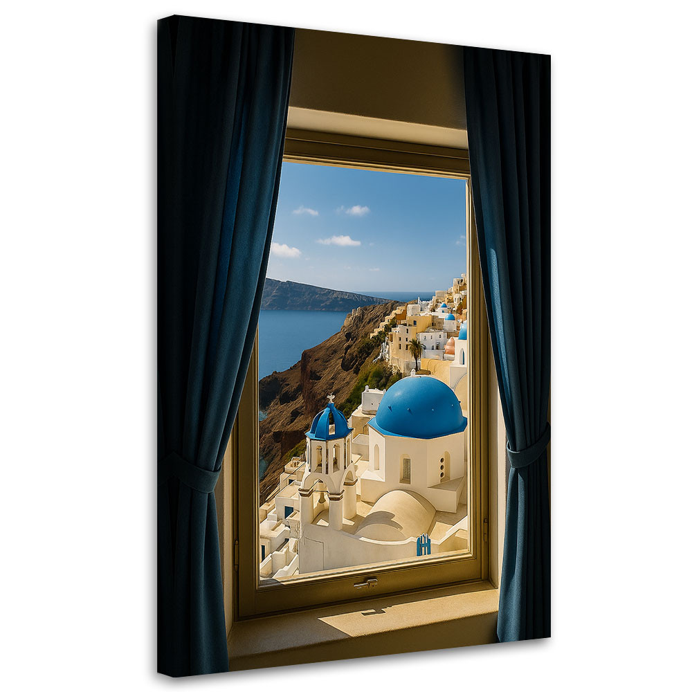 Obraz do salonu sypialni, Widok z okna na Santorini Grecja 20x30