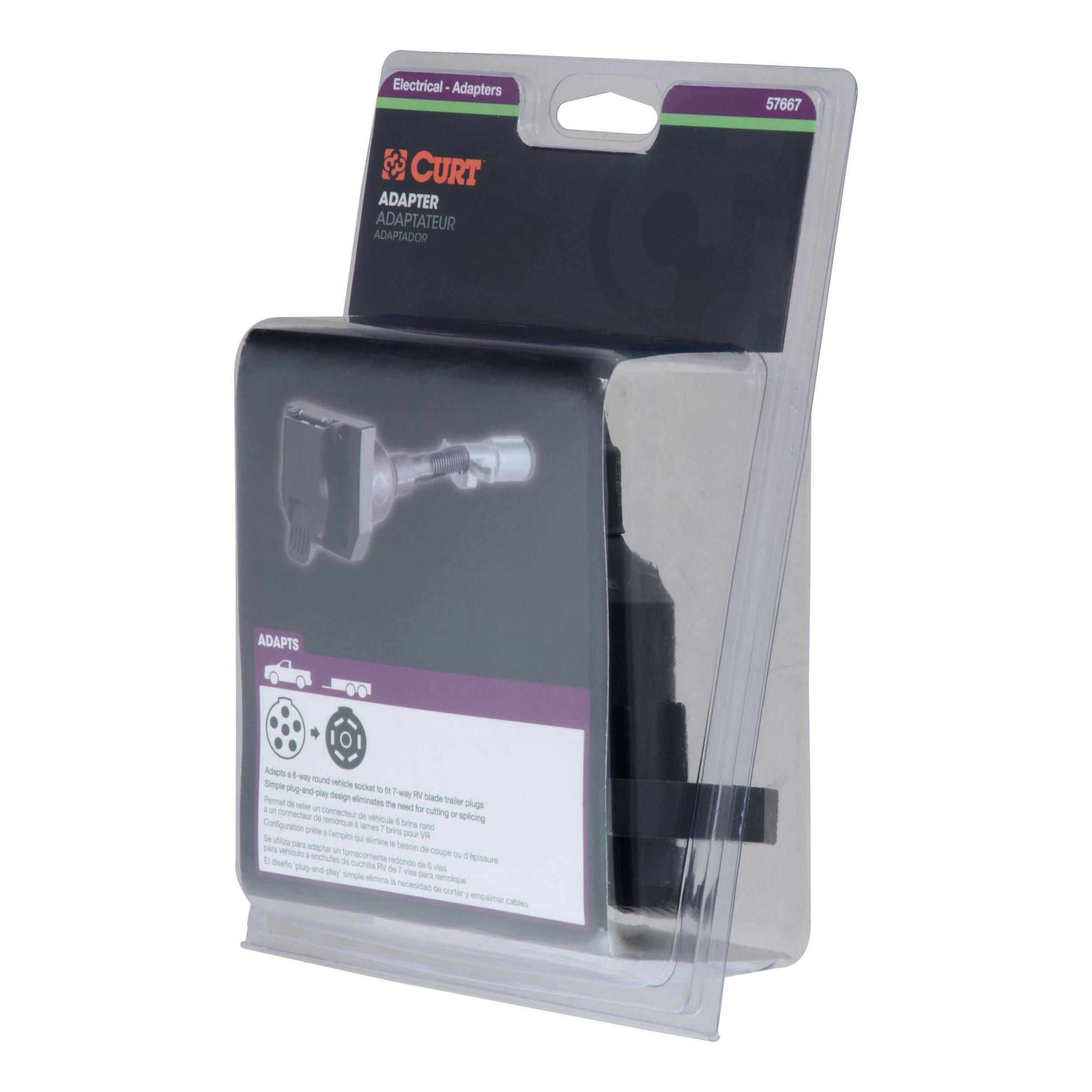 CURT Electrical Adapter 6-Way Round to 7-Way RV Blade Trailer