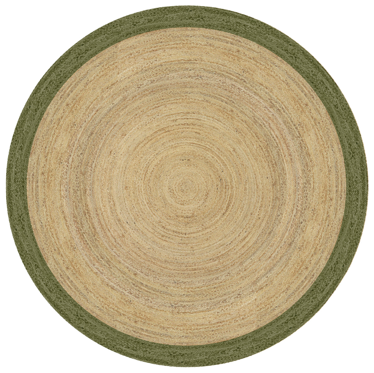 Mrcarpet jute vloerkleed - naturel/groen - Ø 120cm