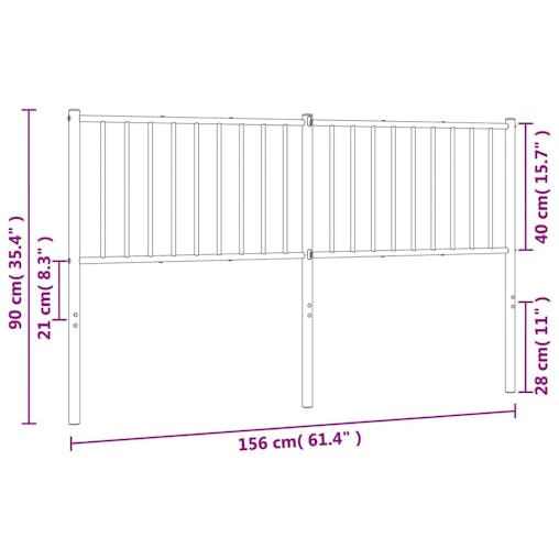 NNEVL Metal Headboard White 152 cm