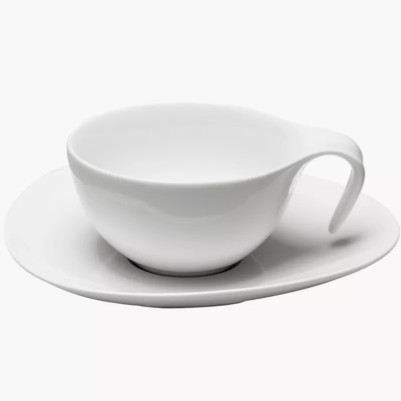Filiżanka ze spodkiem DUKA TIME 150 ml biała porcelana