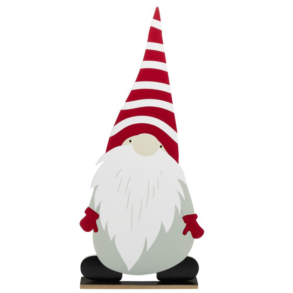 Gnome à poser en bois gris rouge et blanc H75cm