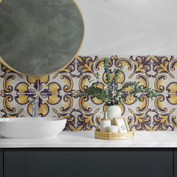 Panneau Mural Wallfluent 50x50 cm Motifs Floraux 4 pièces