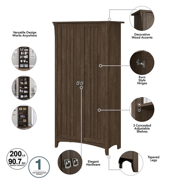 Salinas Tall Storage Cabinet with Doors by Bush Furniture