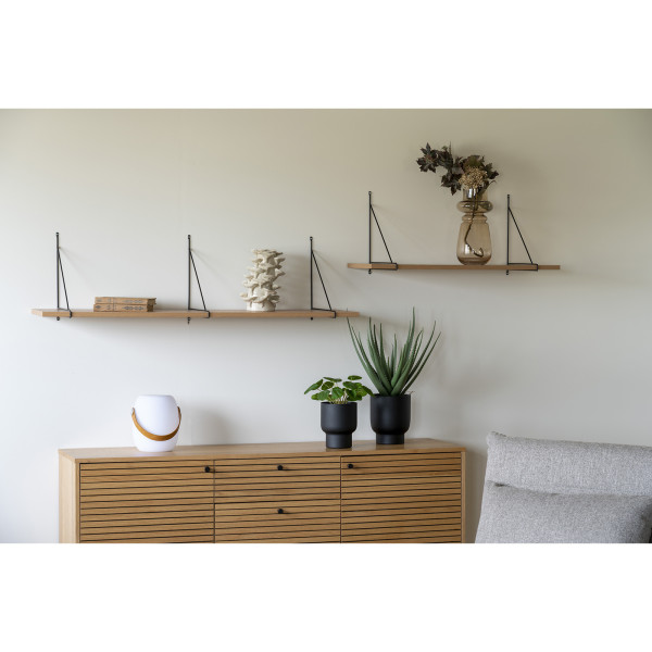 Półka Chiba 80 cm naturalna/czarna drewno i metal
