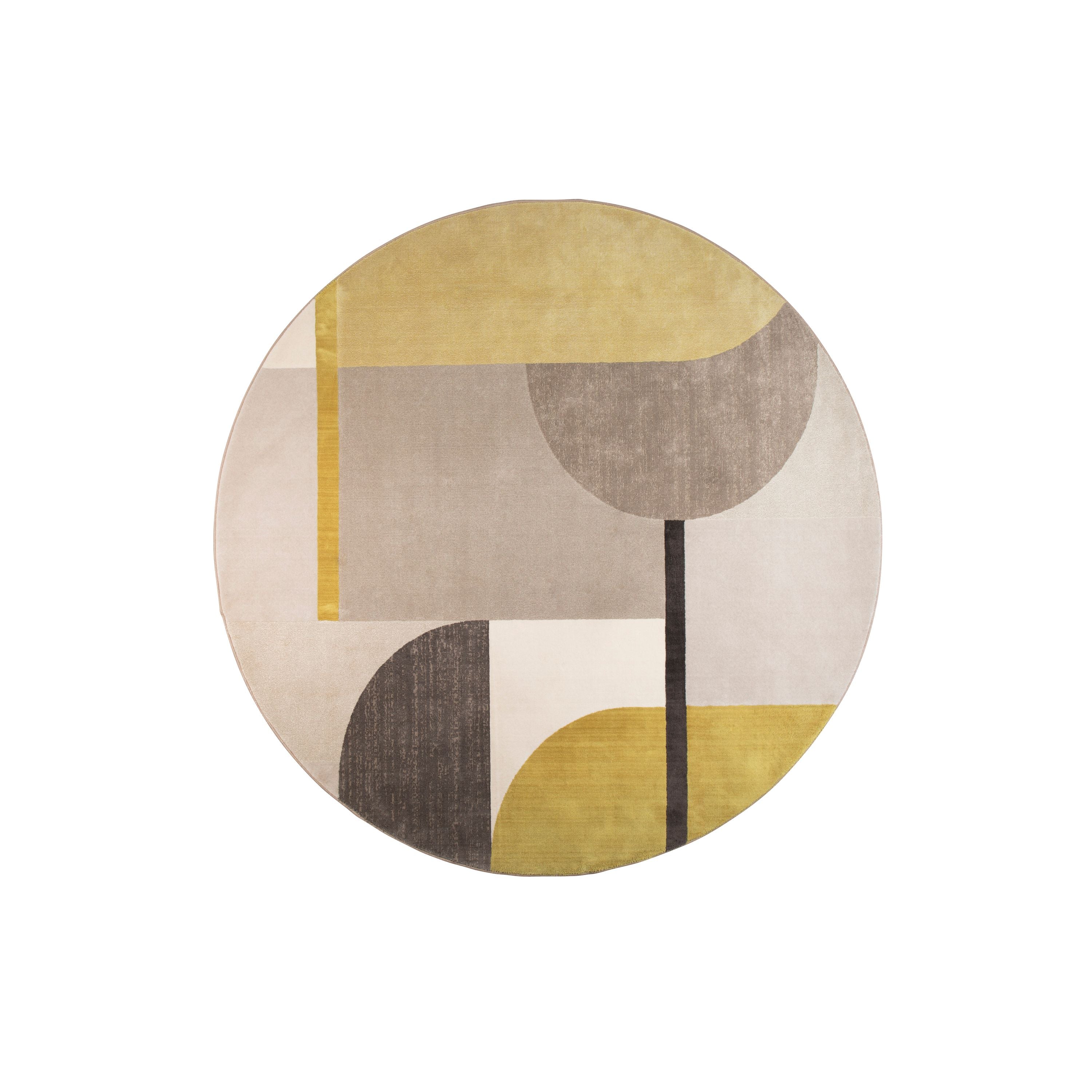 Zuiver Hilton Rond Vloerkleed '240 Grijs/Geel