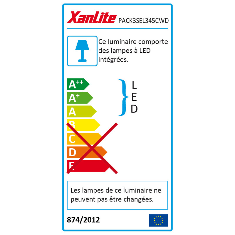 Spot encastrable LED blanc blanc neutre dimmable IP65 345 lm 4,5 W 3 pièces XANLITE