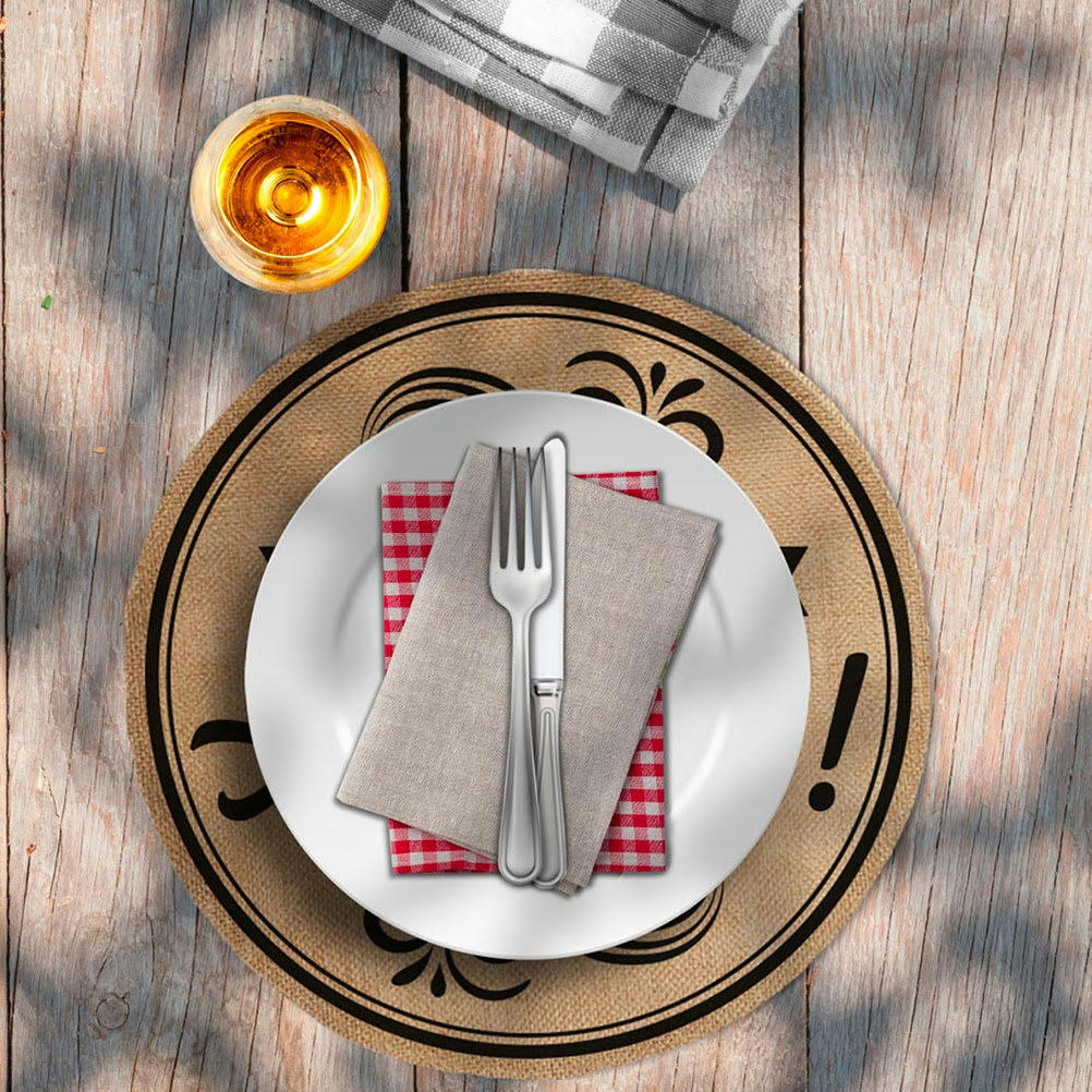 BON APPÉTIT - Set de table rond en toile de jute D38