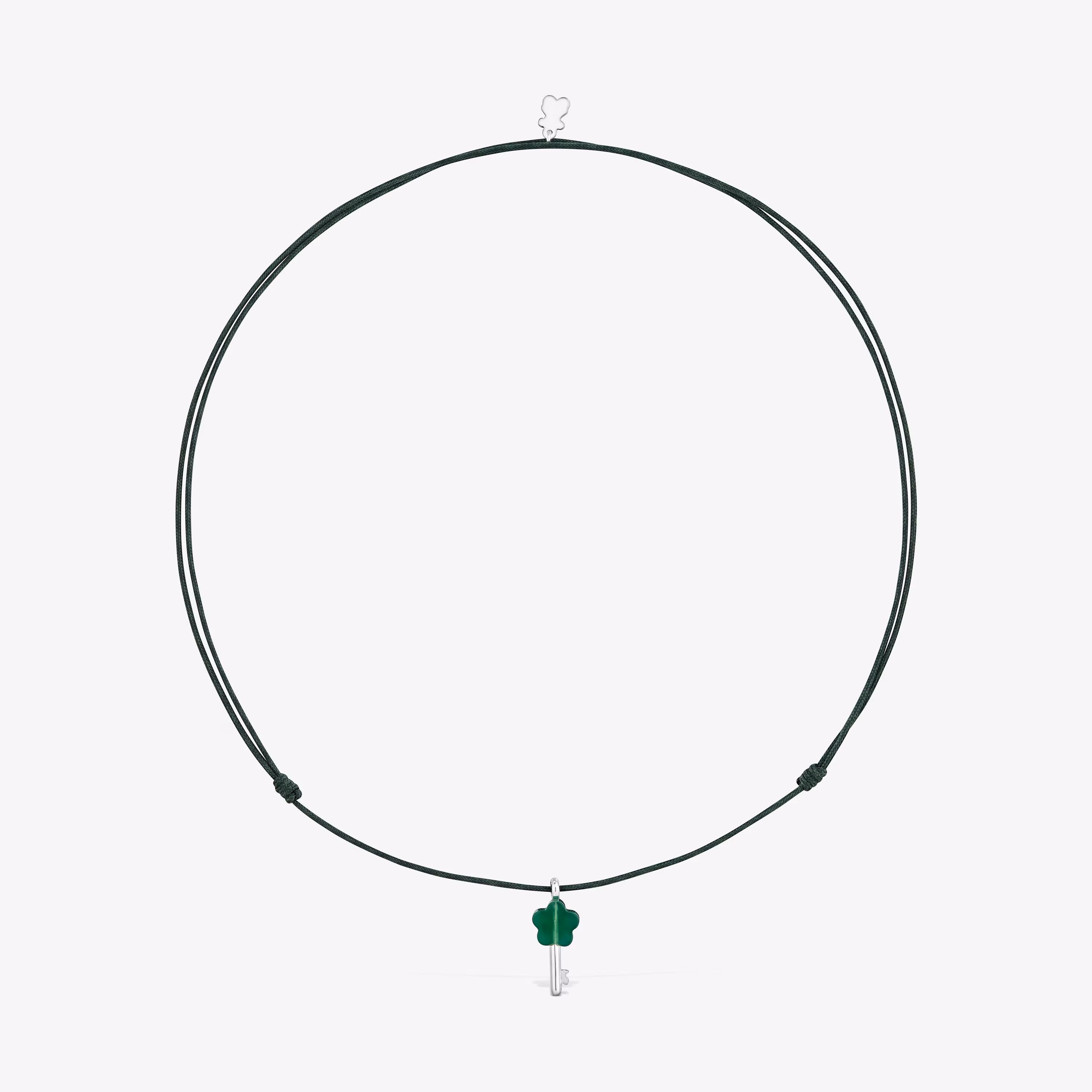Collar de plata, nylon verde y calcedonia TOUS Unlock
