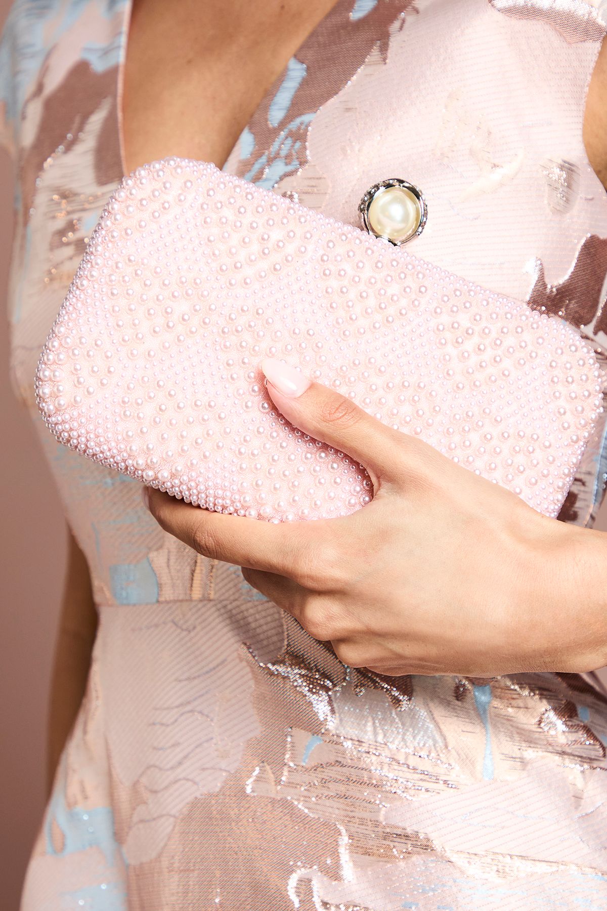 Coast Amora Love Heart Pearl Detail Clutch Bag