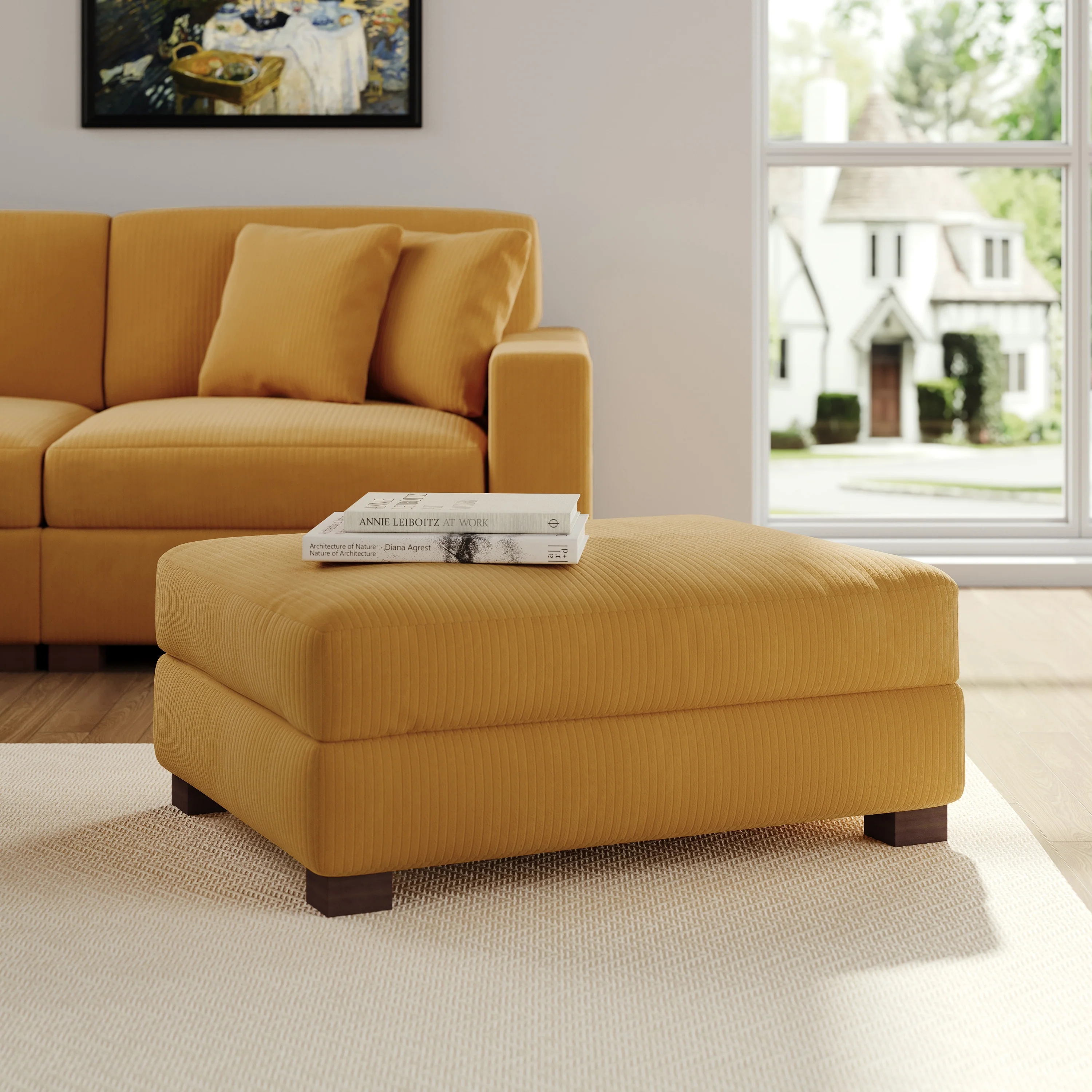 Rectangular Corduroy Oversized Ottoman