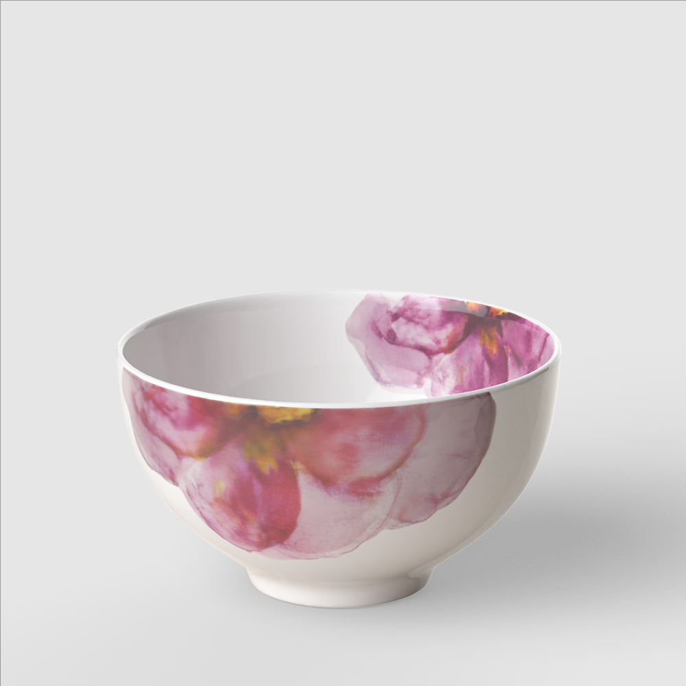 Rose Garden Cereal bowl - Pink, 15.9 oz, Premium Porcelain