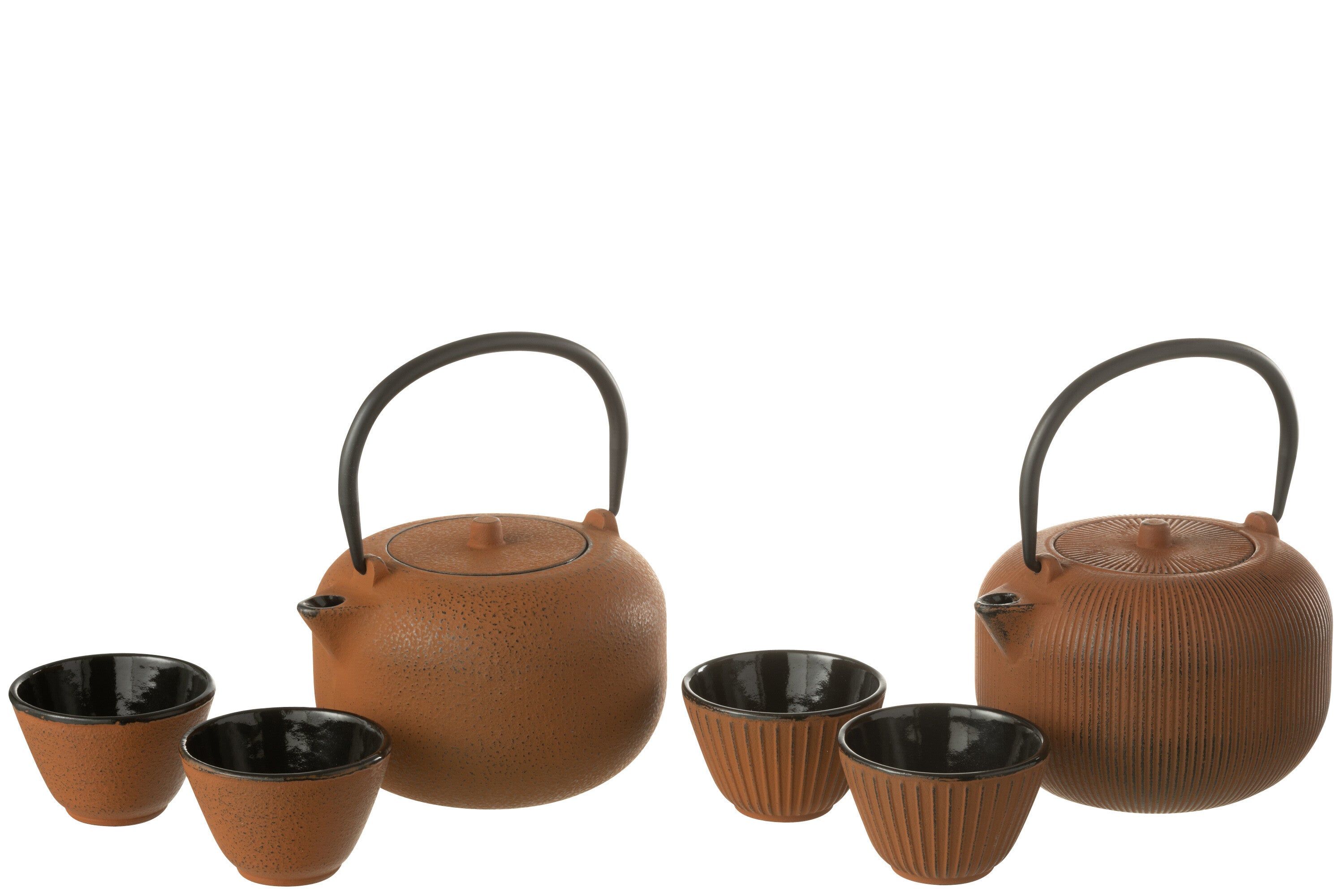 J-Line theepot - metaal - bruin - 2 stuks