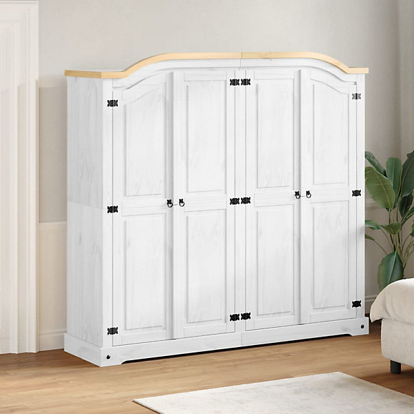 Garde-robe Corona blanc 194x52x186 cm bois de pin massif vidaXL