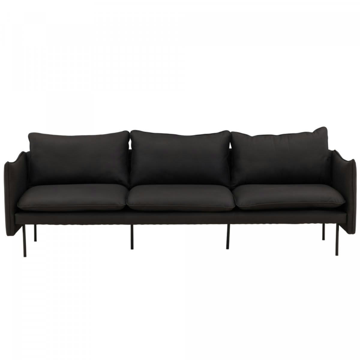 JIMMY - Canapé droit 3 places en simili cuir noir