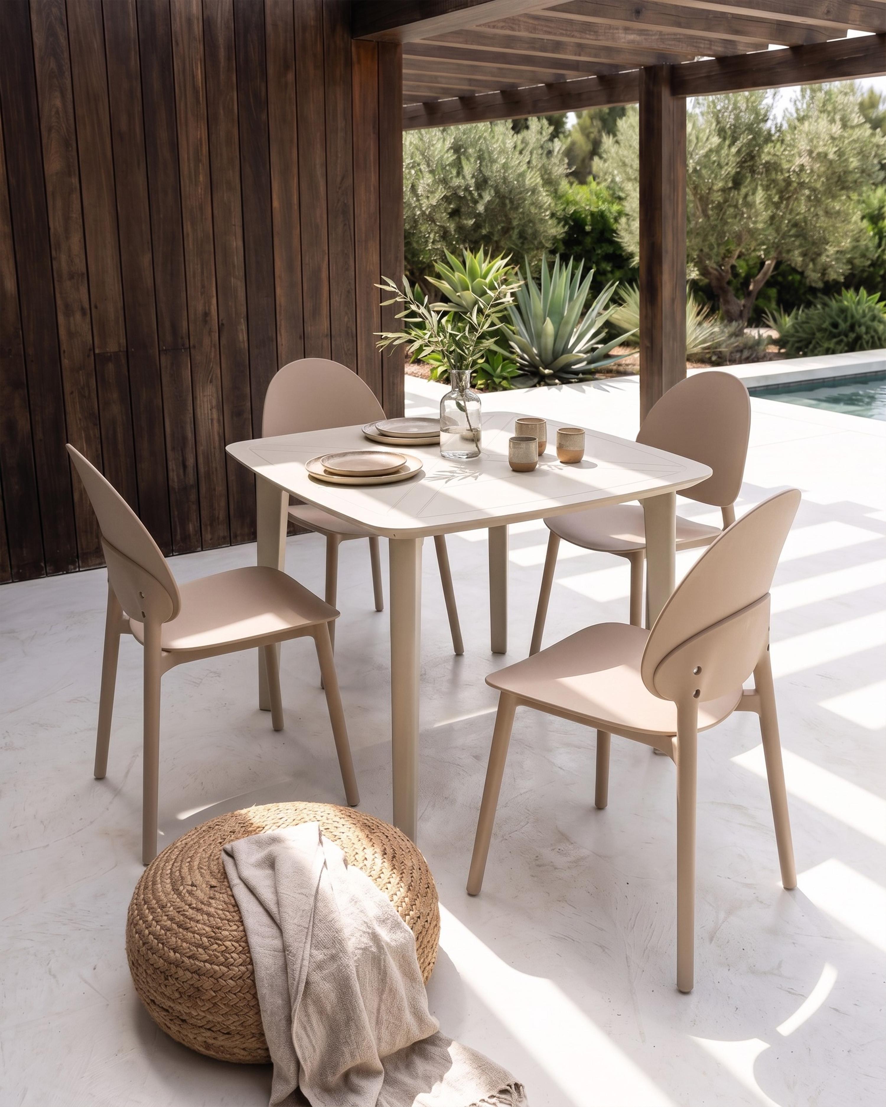 Set of 4 Garden Chairs CEARA Beige