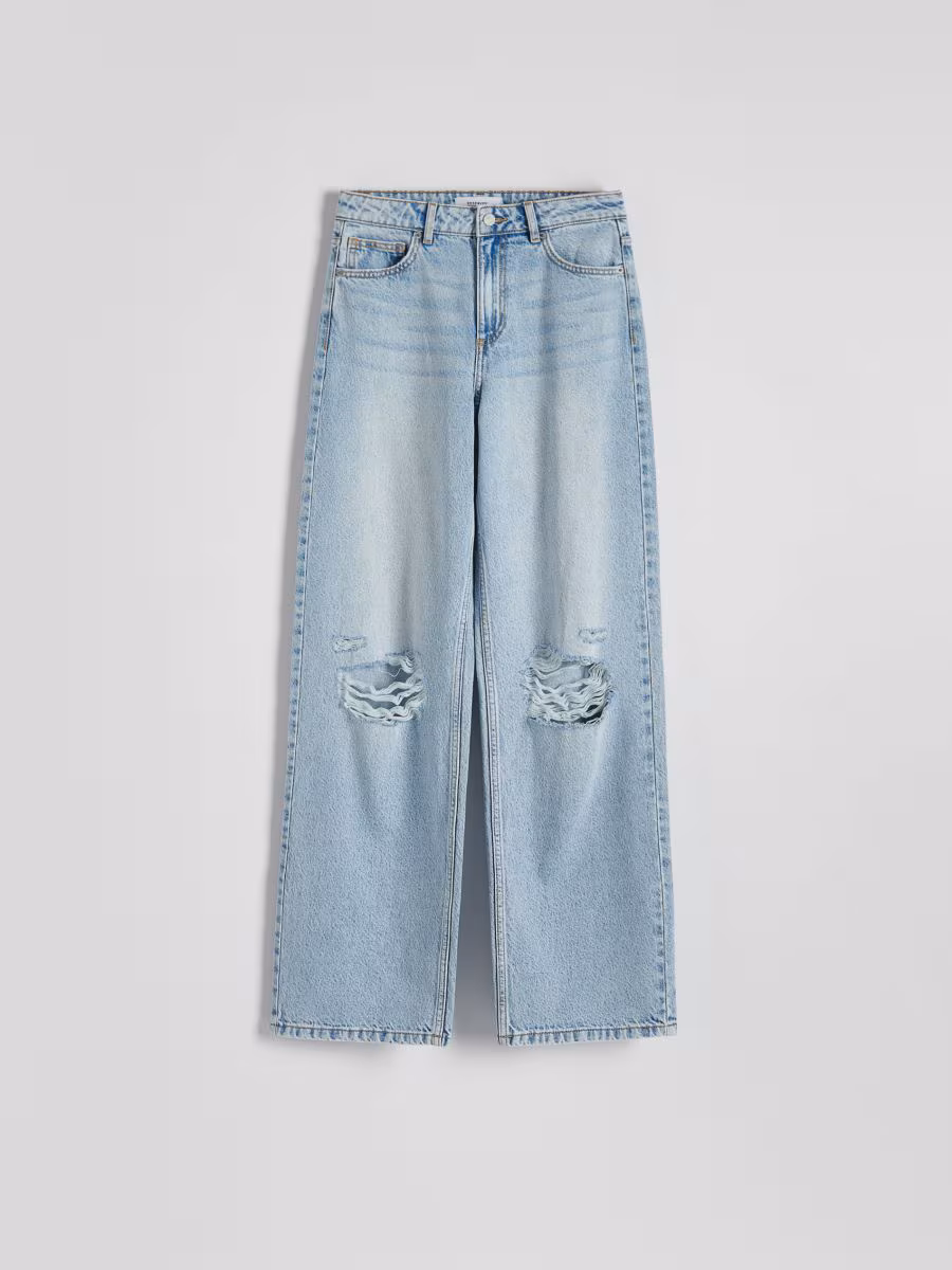 Wide Leg Distressed Jeans