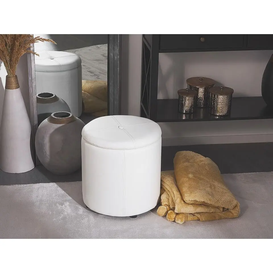 MARYLAND - Poef - Wit - 38 cm - Kunstleer