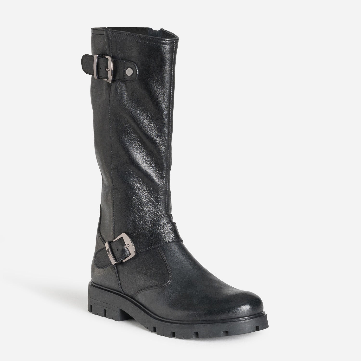 Botte BUGGY noire cuir esprit motard