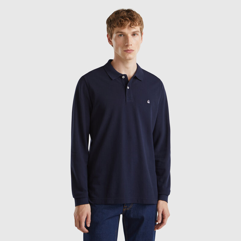 Long sleeve cotton polo