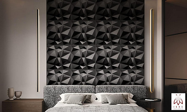 3D PVC panneaux muraux decor gaming chambre mur plafond effet 3D diamant noir plaques PVC decoration0.25m²