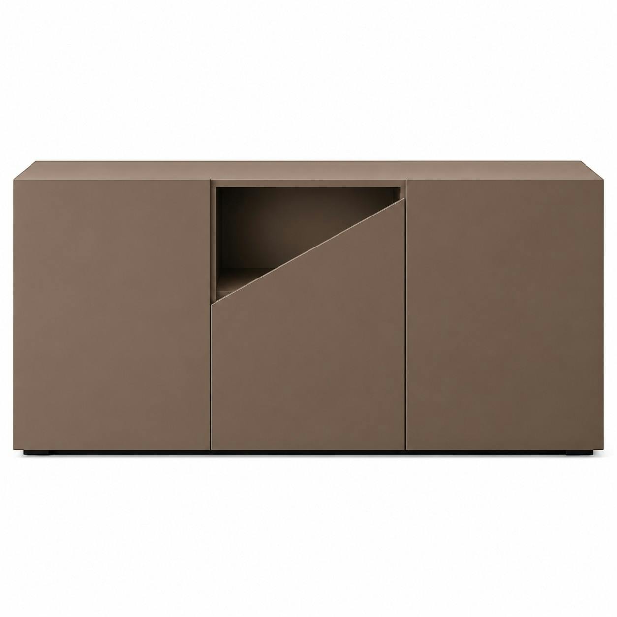 Buffet contemporain marron à découpe centrale 160 cm LORA