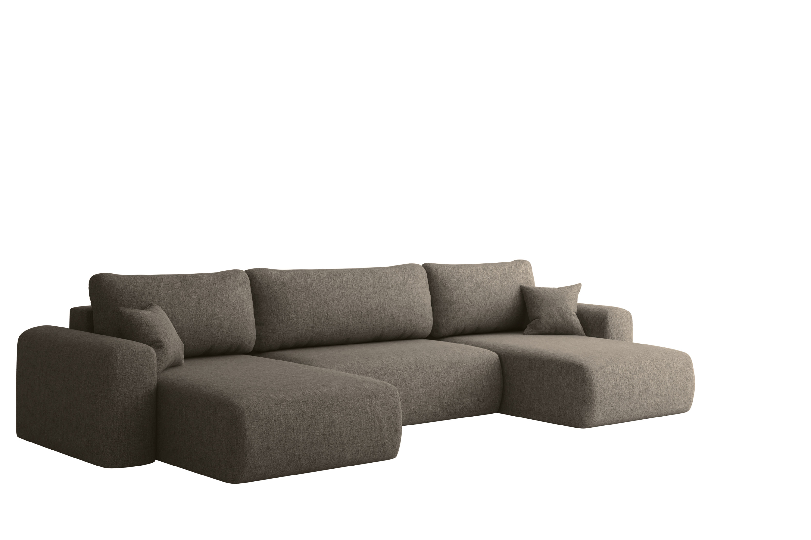 Sofa narożnik CAPRI U, z funkcją spania, do salonu, jasnobrązowy
