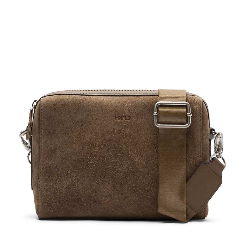 Manfield Taupe suède unisex schoudertas