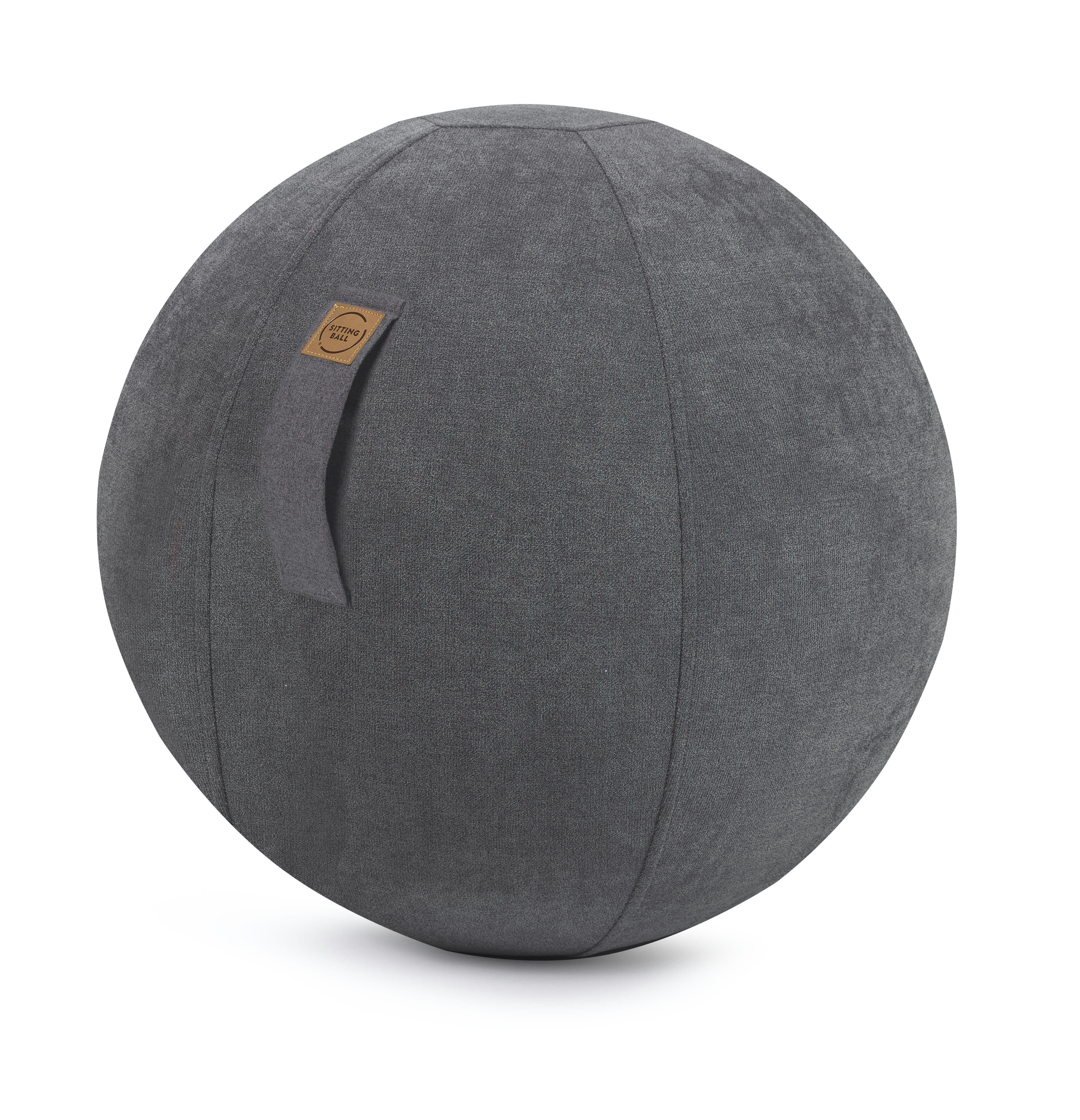 ALFA - Balle d'assise design en suédine anthracite avec poignée D65