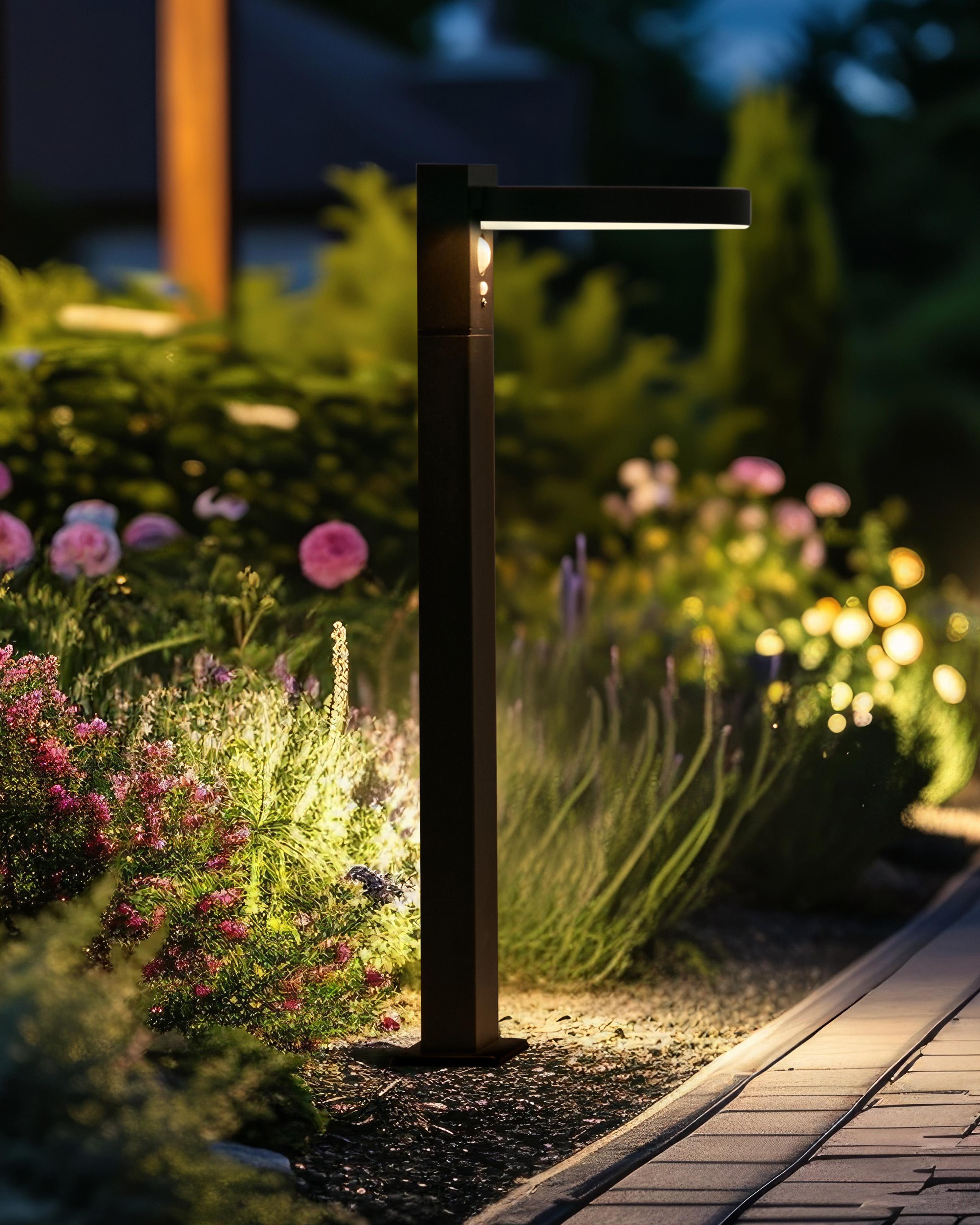 Solar Outdoor LED Bollard Lamp PARKERS with Motion Sensor Black