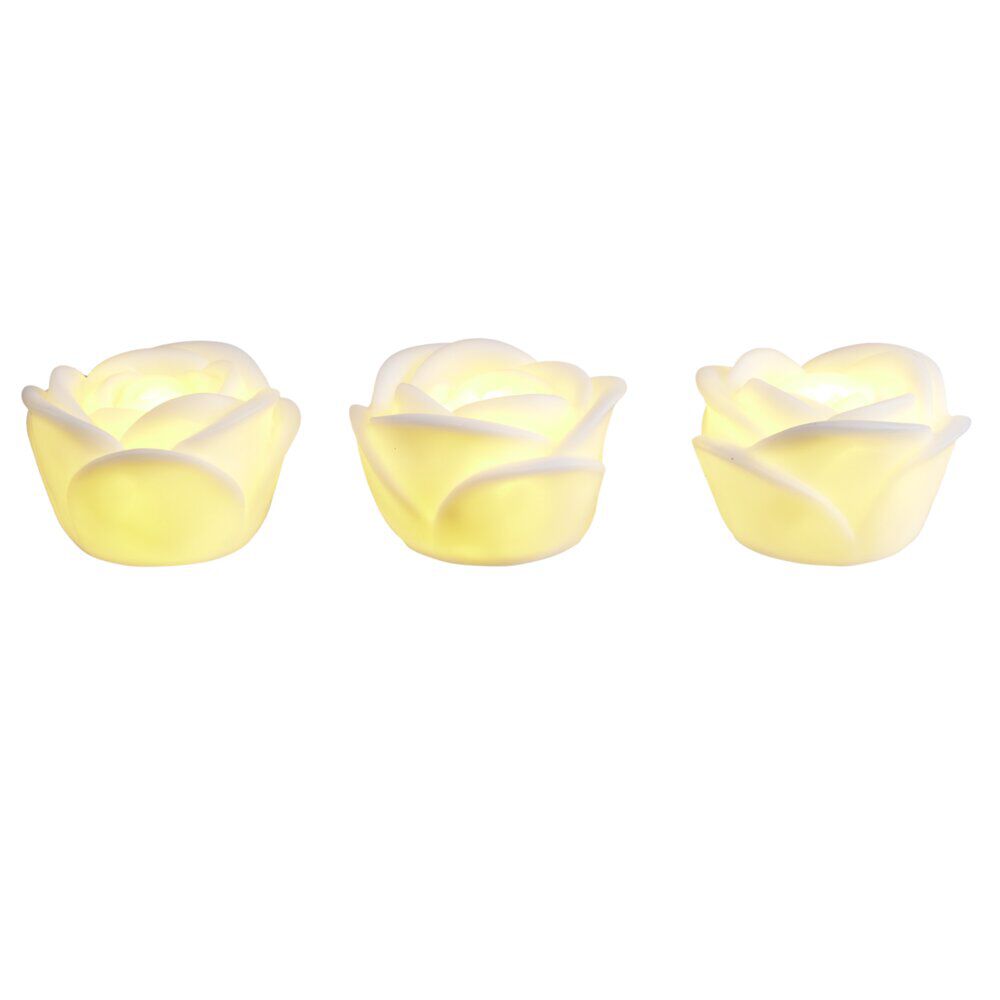 Bougie LED bouton de rose x4 blanc chaud Ø6,5xH4cm