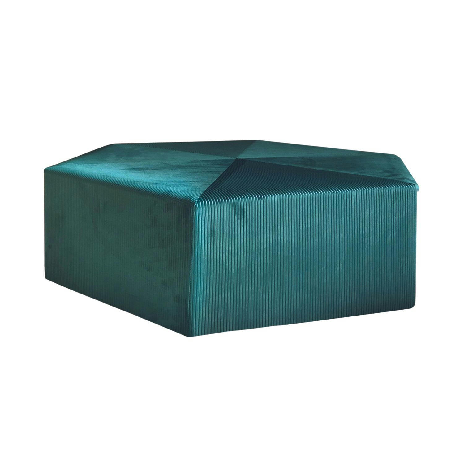 GIULIA - Pouf XXL design velours L. 75 x H. 30 cm bleu canard