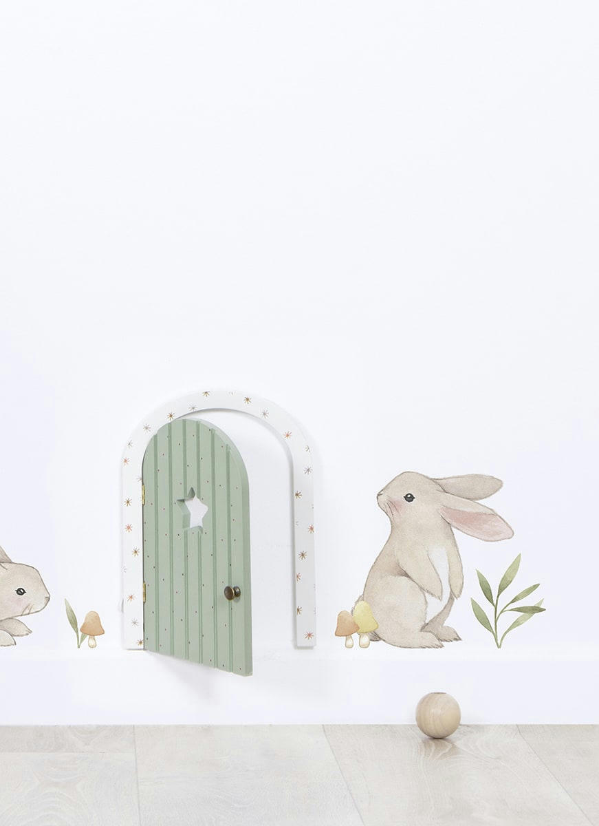 FOREST - Stickers lapins en Vinyle mat Beige 29.7x42 cm