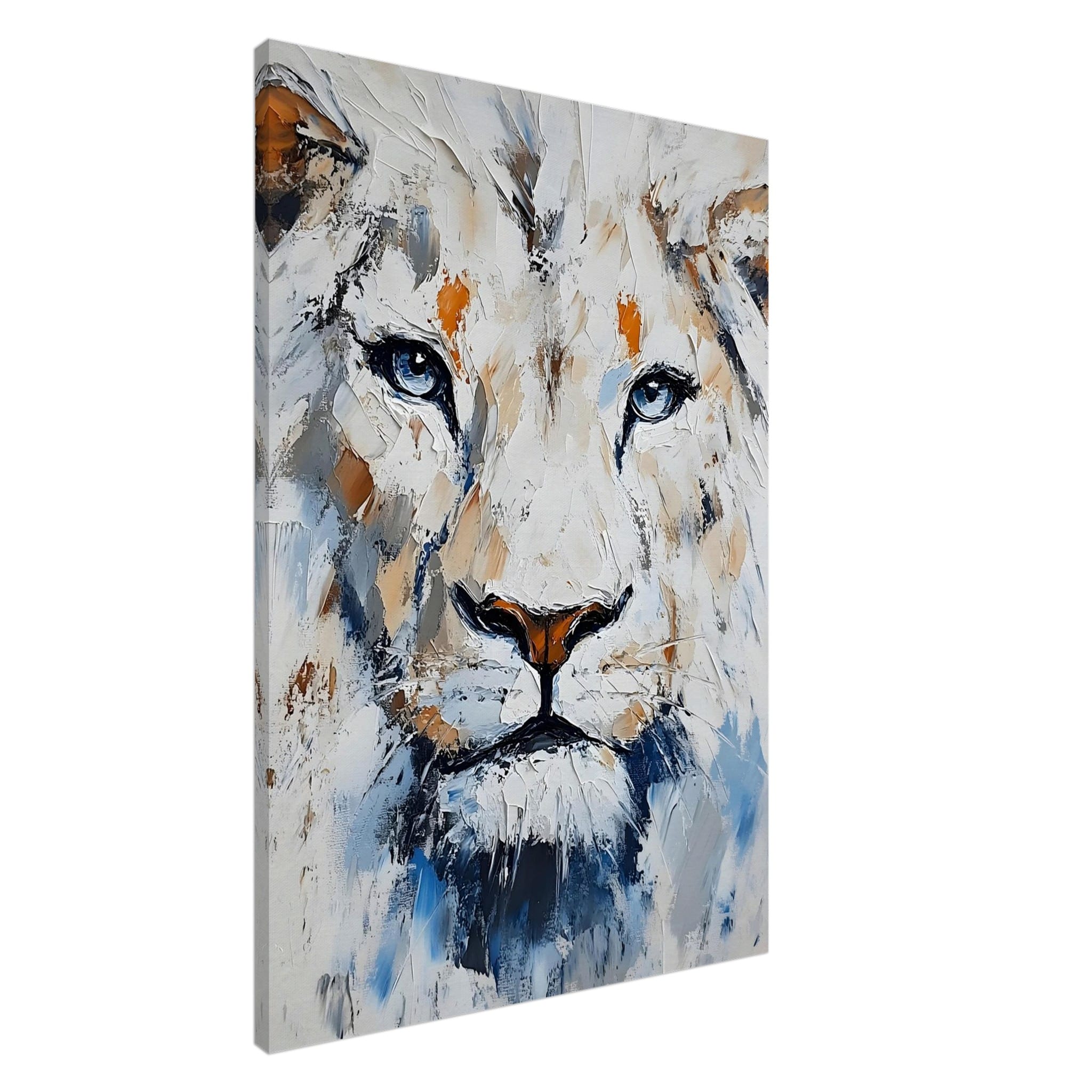 Artfulprints Canvas Abstract painted lion canvas - 75x100 cm - Grijs