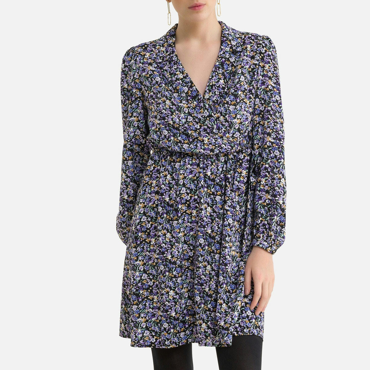 Robe fleurie portefeuille à nouer