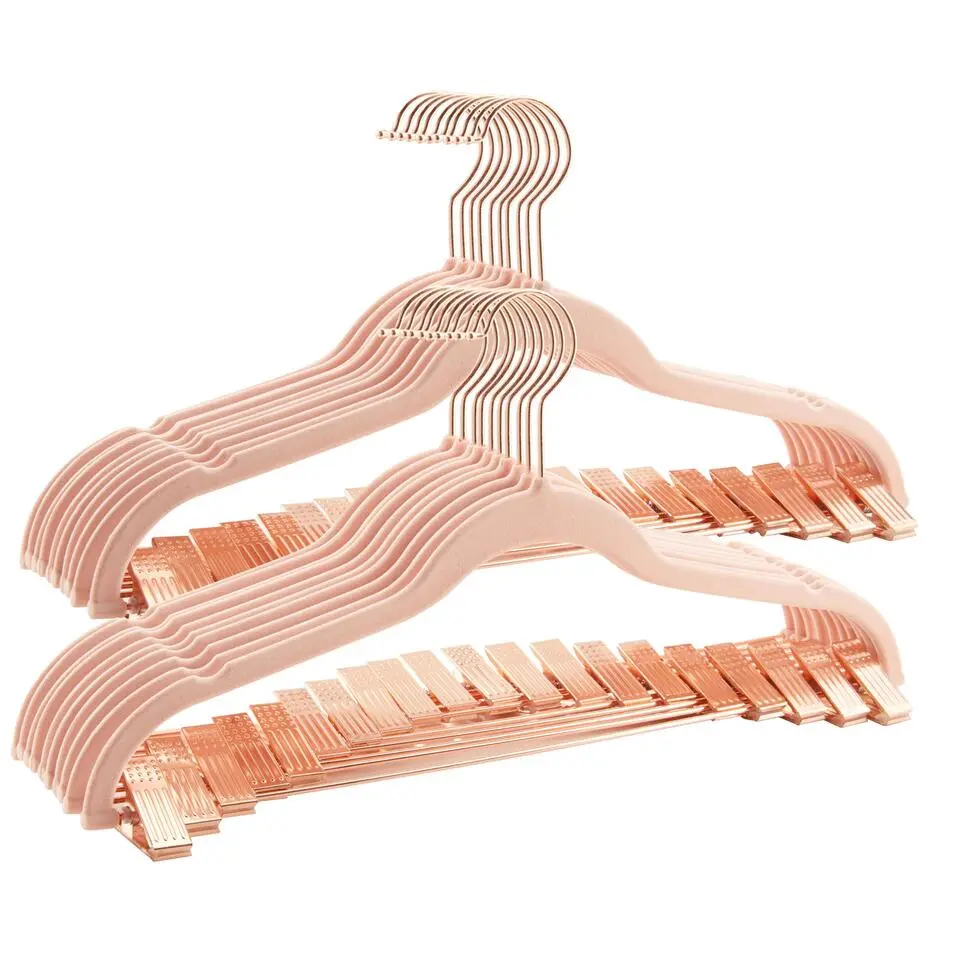 Kledinghangers - Broekhangers - 20 Stuks - Anti slip - Roze - Fluweel
